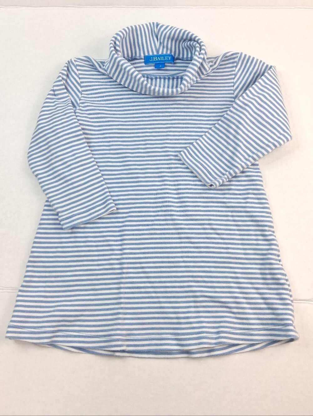 J.Bailey Light Blue White Striped Long Sleeve Turtleneck Shirt